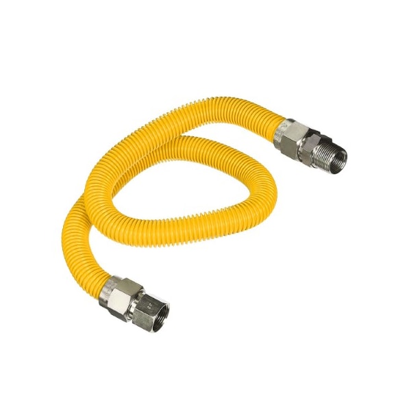 Flextron Gas Line Hose 1'' O.D.x36'' Len 3/4" FIPx3/4" MIP Fittings Yellow Coated Stainless Steel Flexible FTGC-YC34-36P - main